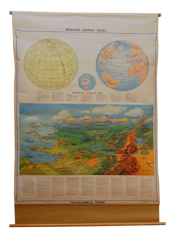 Vintage Geographical Terms Chart at 1stdibs