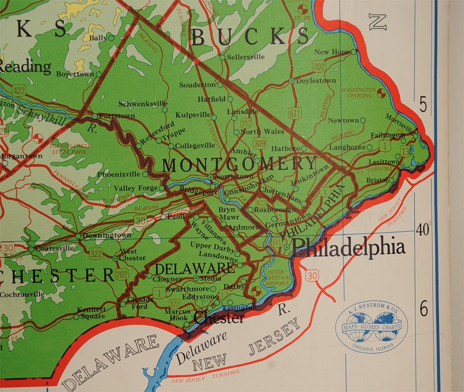 Fabric Vintage School Map of Pennsylvania