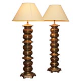 Pair of English brass lamps Pair of English brass lamps