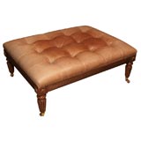 WILLIAM IV-STYLE LEATHER UPHOLSTERED OTTOMAN