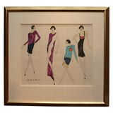 Yves St Laurent Drawing in Color. Signed