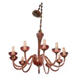 Vintage striped glass chandelier with original canopy