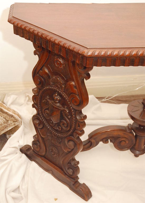 Carved Walnut Table C. 1940