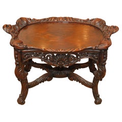 Heavily Carved Walnut Tray Table