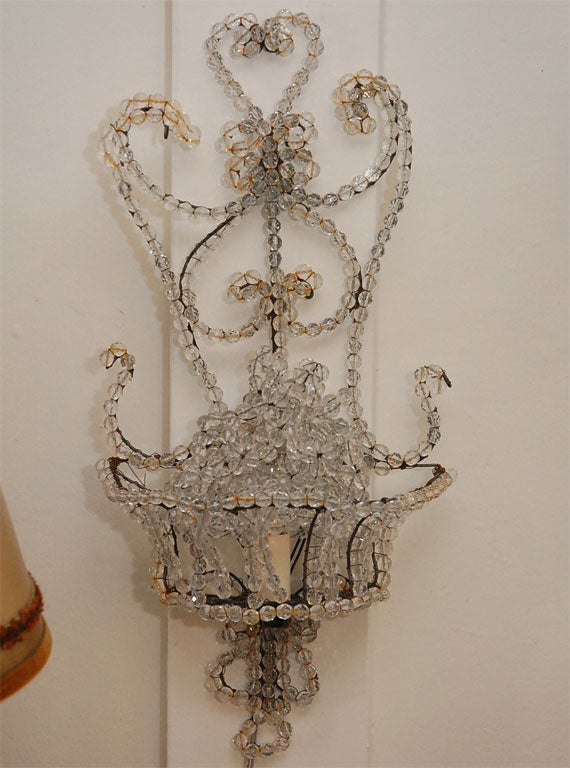 Pair of French Style Crystal Beaded Sconces