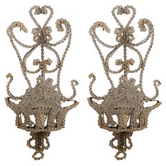 Pair of French Style Crystal Beaded Sconces