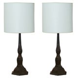A Pair of Art Deco Patinated-Disko Just Andersen Table Lamps.