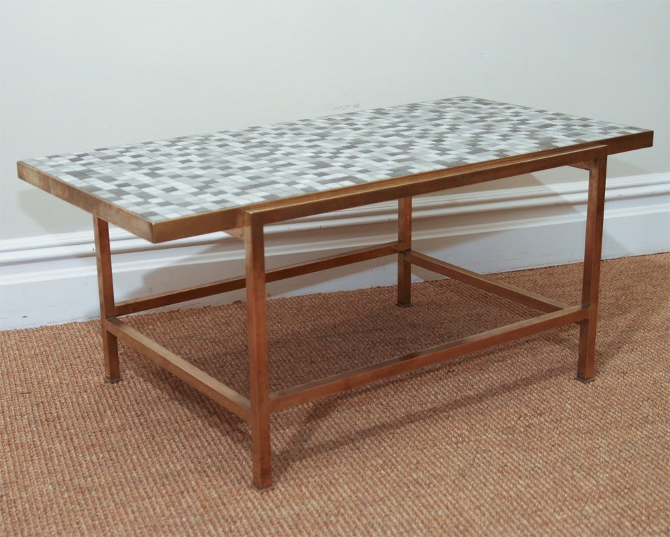 An Edward Wormley for Dunbar Murano Mosaic and Brass Low Table.