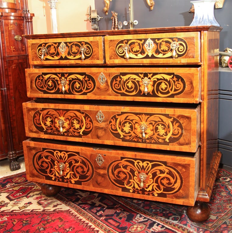 Rare William and Mary Marquetry Chest 1