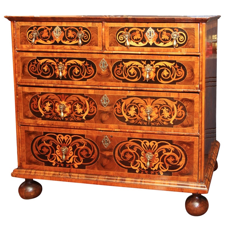 Rare William and Mary Marquetry Chest