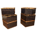 Pair of tortoise veneer stacked tables by Maitland Smith