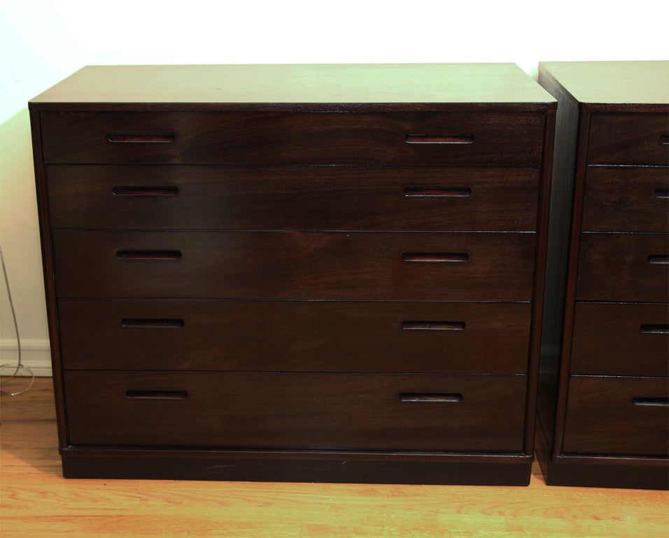 Pair of ebonized wood chests of drawers by Dunbar 5