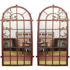 Antique Pair of Palladian Style French Iron Windows