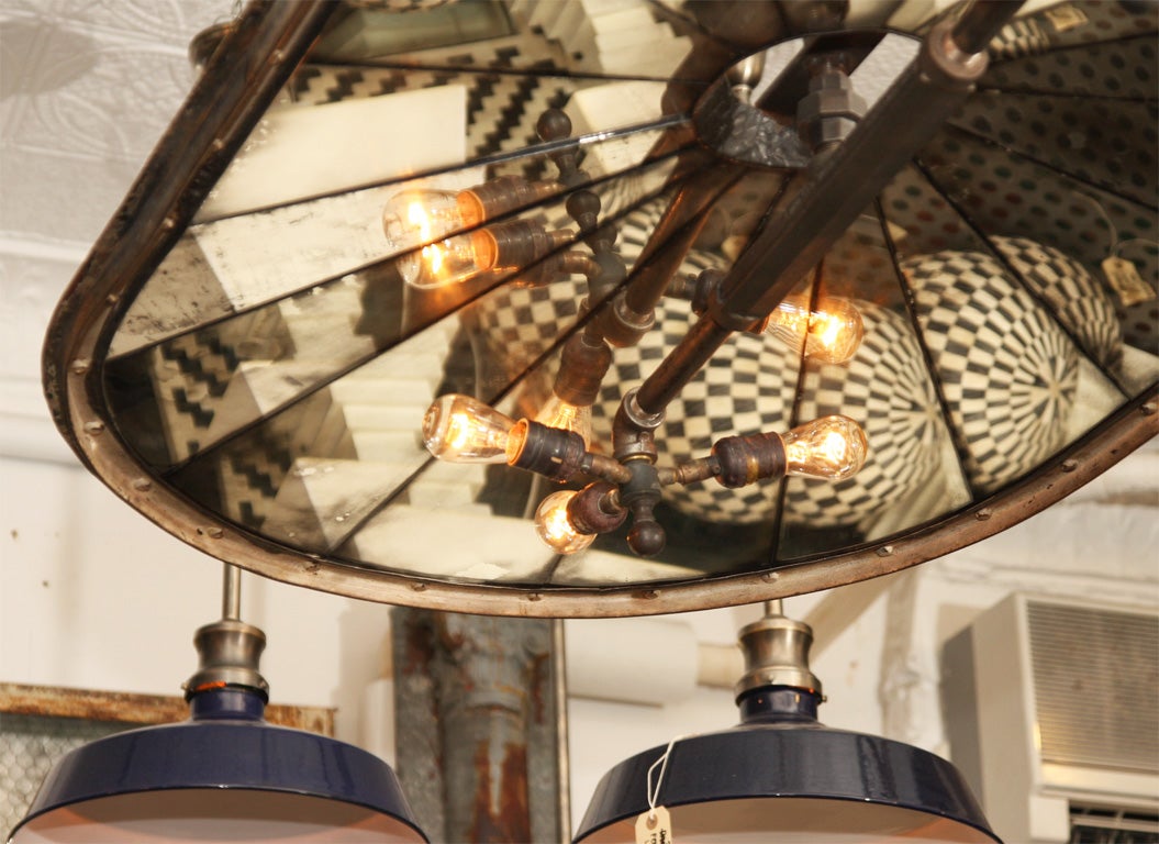 1860's Repurposed Connecticut Valley Silo Lid Chandelier In Good Condition In New York, NY