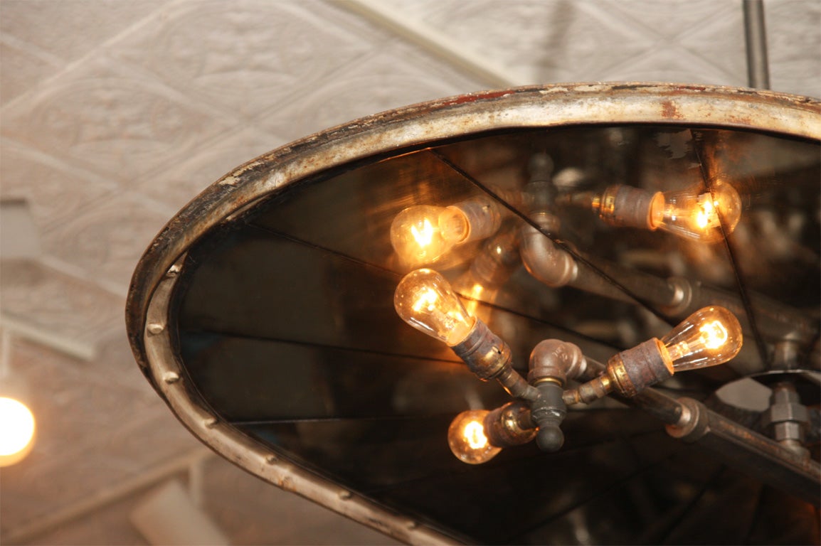 Iron 1860's Repurposed Connecticut Valley Silo Lid Chandelier