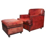 Amazing Riveted Club Chair and Ottoman