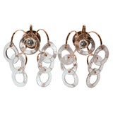 Pair of Clear Glass Disk Venini Sconces