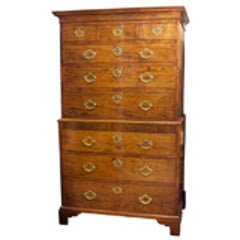 English Padouk High Chest on Chest, Dated 1793 4