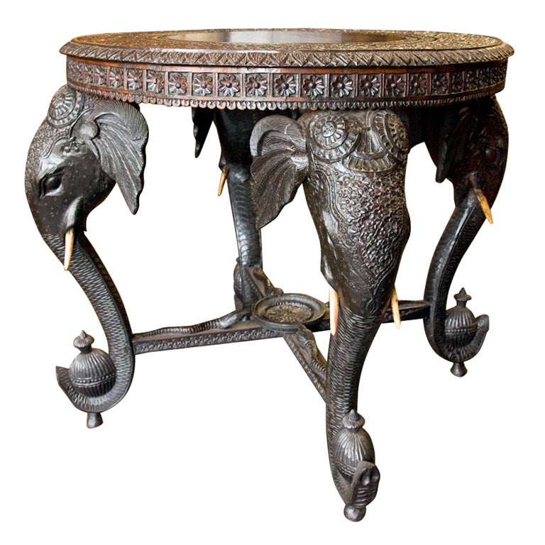 Indian Carved Table, 19th c