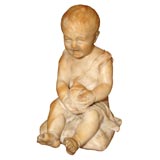 Carved Alabaster Statue of Crying Baby