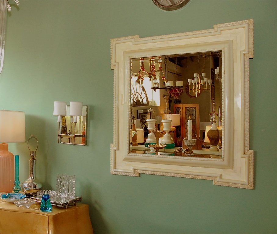 Large Inlaid Bone Baroque Mirror