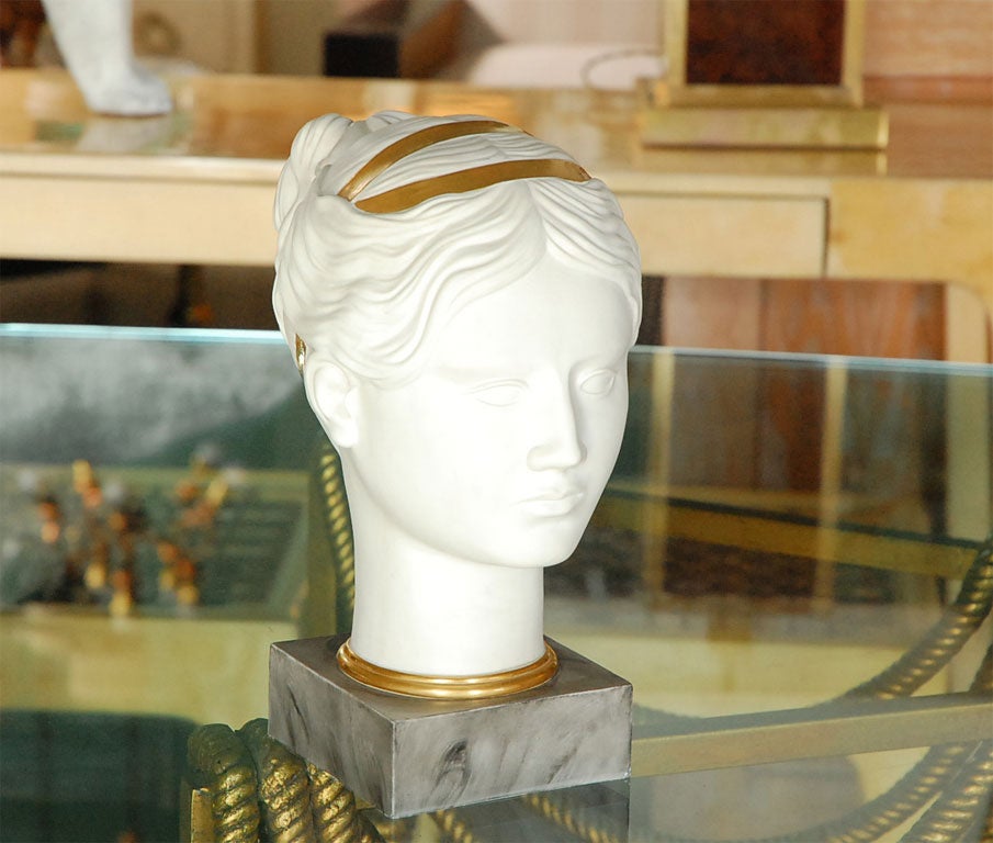 1920s Italian neoclassical bisque bust of a woman.