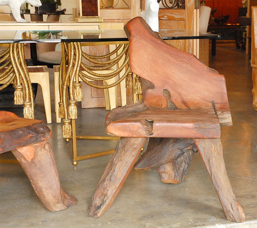 carved log chair