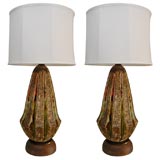 Impressive Pair Stoneware Table Lamps