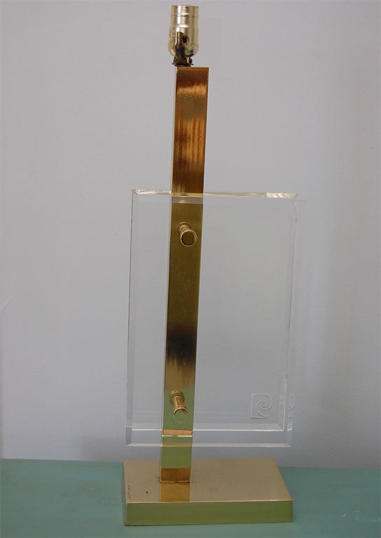 Late 20th Century Brass and Lucite Lamp by Pierre Cardin