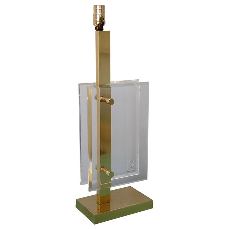 Brass and Lucite Lamp by Pierre Cardin