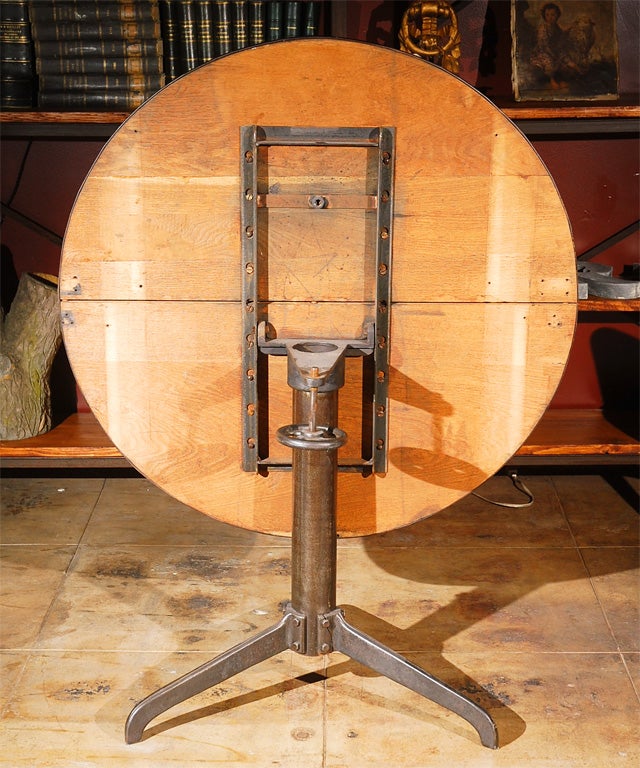 Iron Tilt -top Industrial Table For Sale