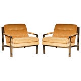 Pair of Milo Baughman chrome armchairs