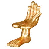 Pedro Friedeberg miniature hand foot gold chair, signed