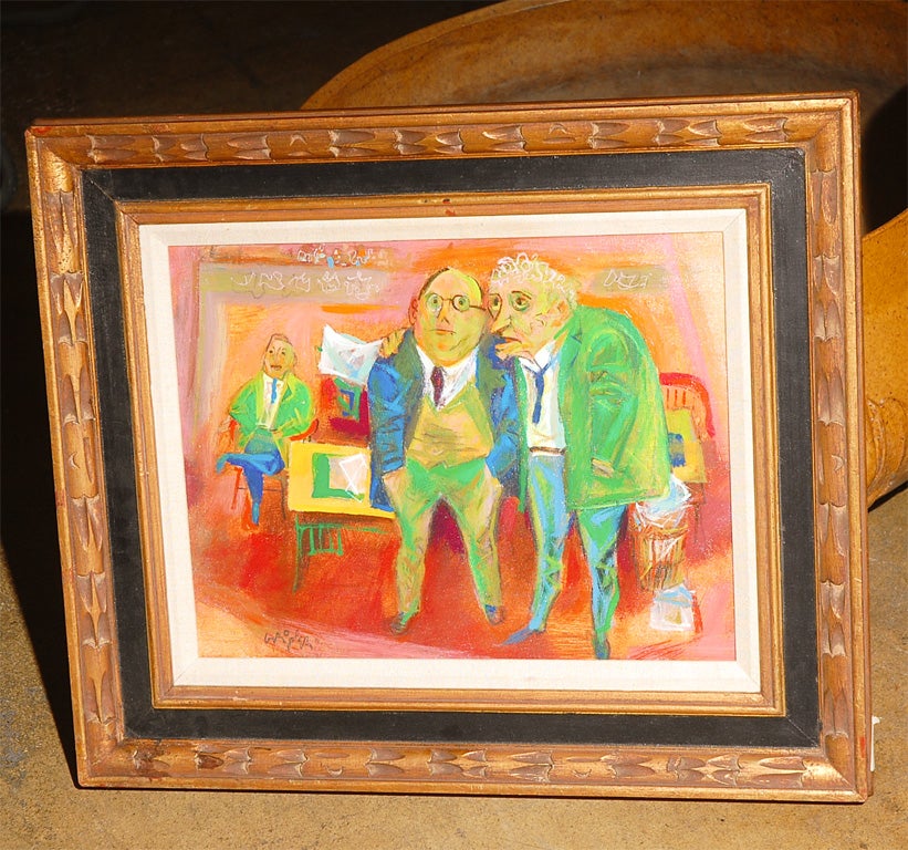 This is a very well known and important American artis of the 20th Century.The painting itself is approx 13 3/4 x 18 and is Titeled " The Court Scene" and signed LL, also date in lable 60's.