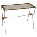 Aluminum and Brass Glass Top Side Table by Arthur Court