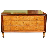 Burl and Walnut 3-drawer Commode