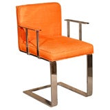 Pair of Chrome and Orange Arm Chairs by Charles Hollis Jones