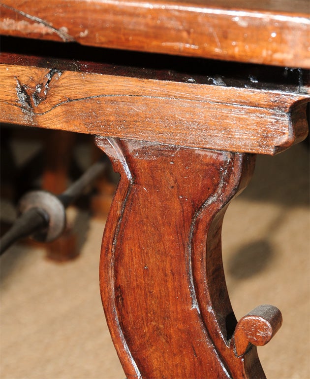 18th Century and Earlier 18th Century Italian Walnut and Iron Trestle Table