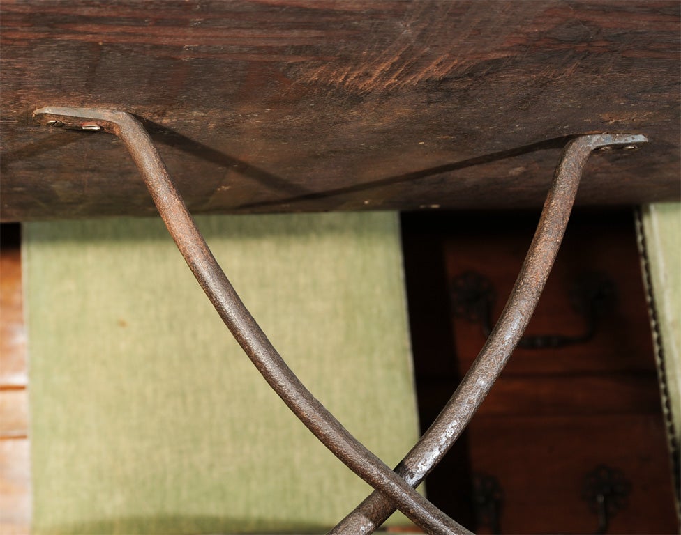 18th Century Italian Walnut and Iron Trestle Table 2