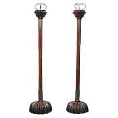 Antique Pair of Wood Candle Stand