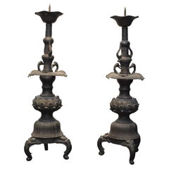 Pair of Bronze Candle Stand