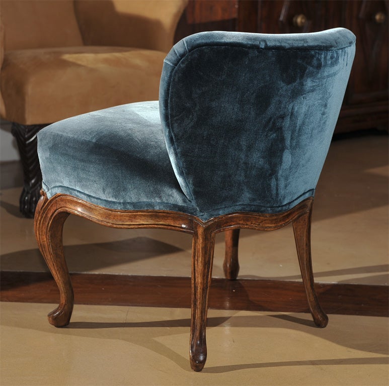 20th Century Michael Taylor Velvet Upholstered Frog Chair