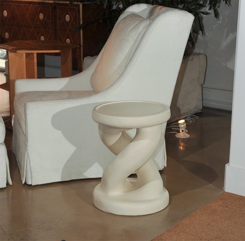 American Michael Taylor White Plaster Twist Table For Sale