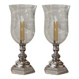 Michael Taylor Pair of Louis XIV Style Silver Plated Hurricanes