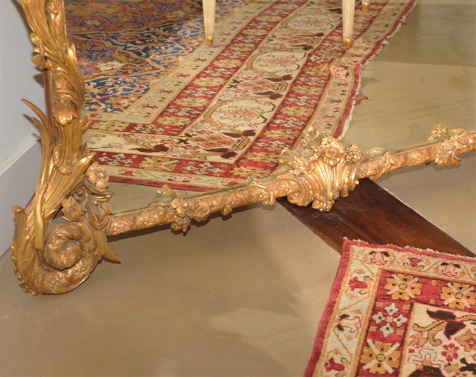 Gilt 19th Century Italian Gilded and Carved Mahogany Floor Mirror For Sale