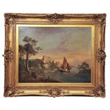 19th Century Gilt Framed River Scene, Oil on Canvas