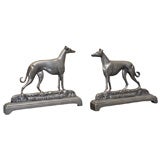 Pair of Cast Iron "Champion Whippet" Andiron Guards