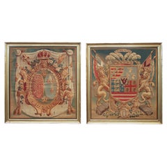 A PAIR OF ARMORIAL  PANELS. PROBABLY ITALIAN, EARLY 19th CENTURY
