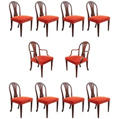 A SET OF TEN GEORGE III DINING  CHAIRS  AND TWO LATER REPLICAS