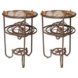 Retro Pair of Wrought Iron and Gilt Armillary Sphere Tables